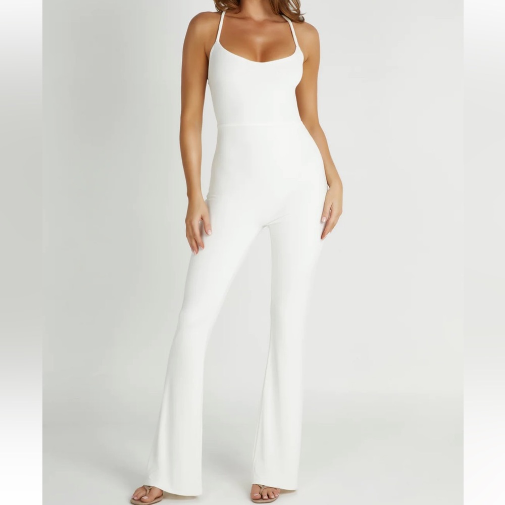 Meshki Brinley Slinky Jersey Jumpsuit White